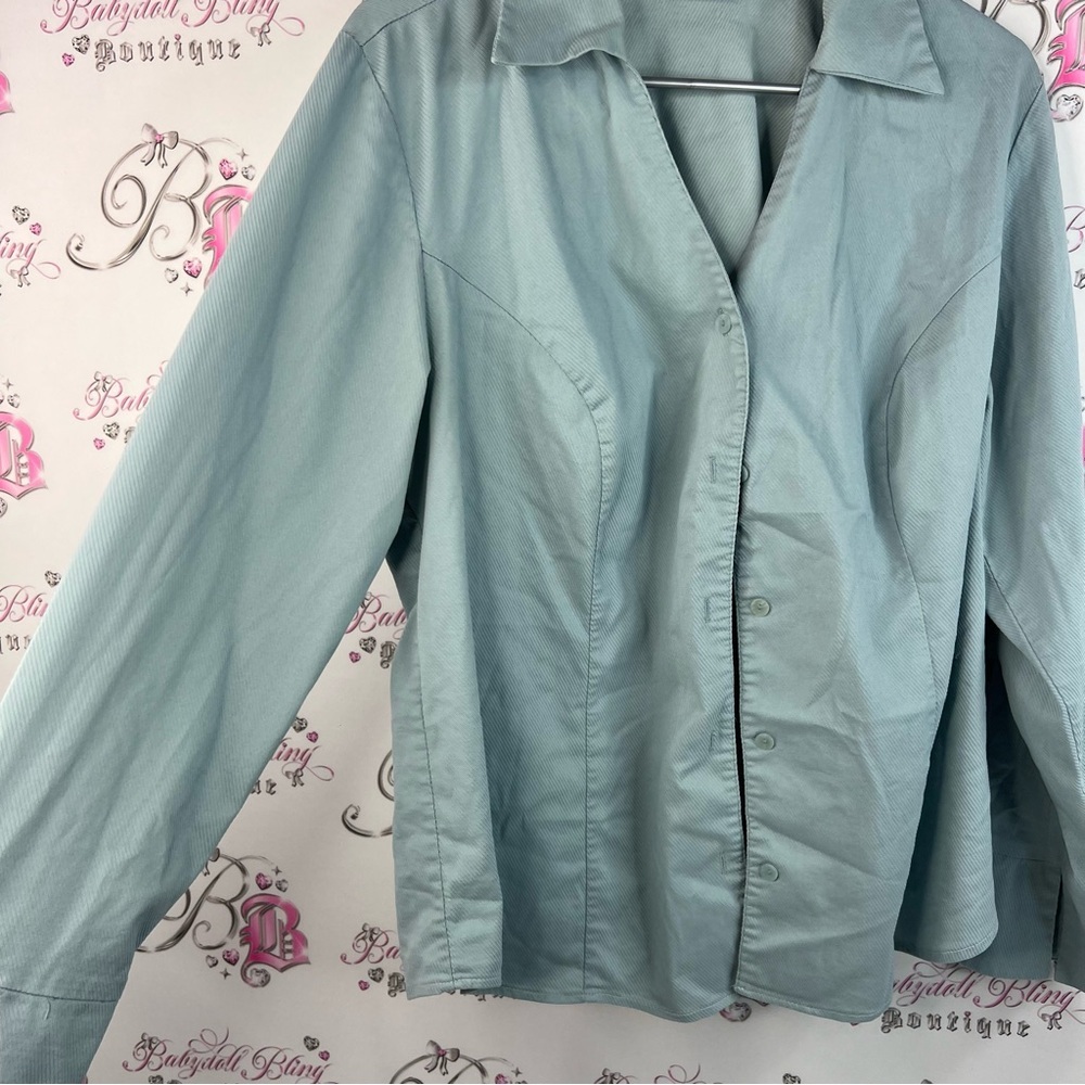 Venezia jeans clothing co shirt button down top Light Blue Button-Up stripes - Picture 3 of 14